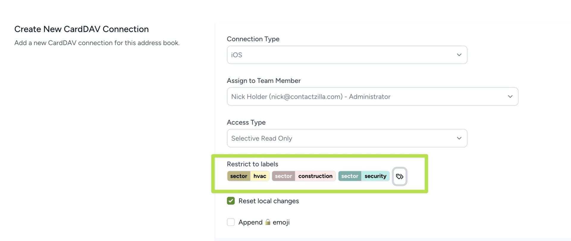 Syncing contacts that belong to specific groups rather than an entire address book.