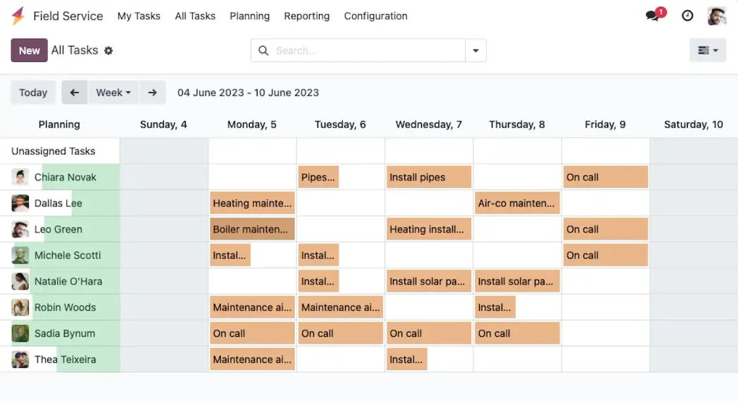Screenshot of Odoo's fleet module interface