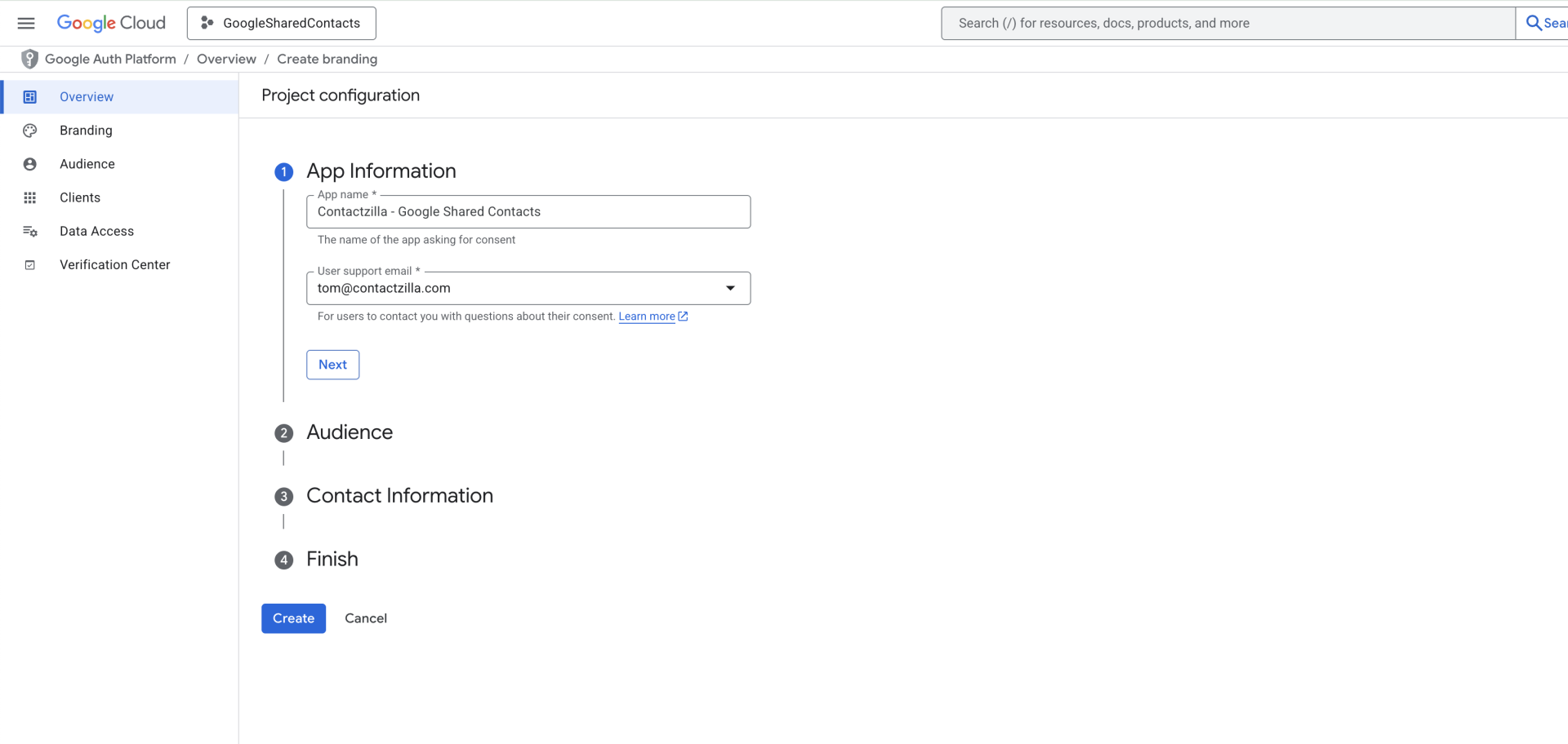 Give the consent screen a friendly name that will make sense and a suitable support email (probably yours)